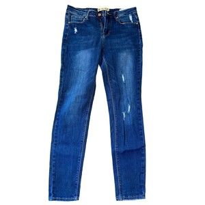 BlueJeans Womens 27 High Waisted Butt Lift Stretch Blue Slight Distressed Skinny